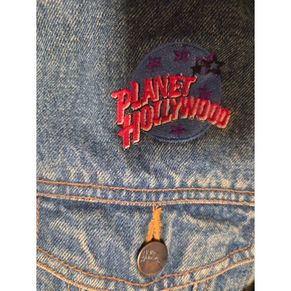 Vintage Planet Hollywood Denim Jacket Womens Small Nashville 90s Oversized Jean - Picture 6 of 11